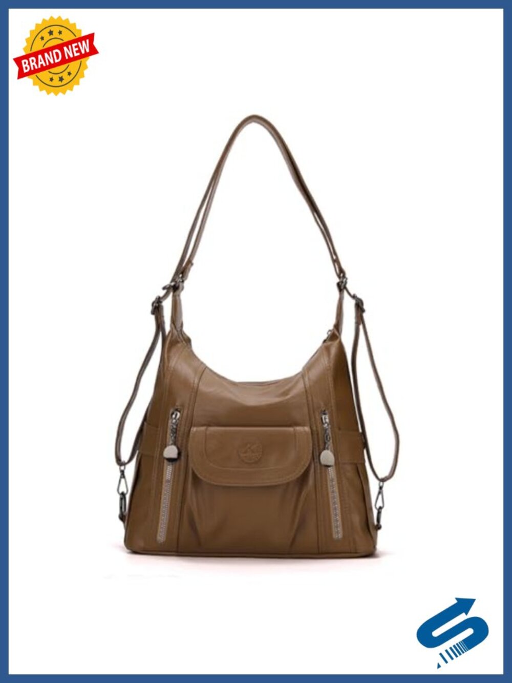 PU Leather Tote Bag Shoulder Bag Backpack Large Capacity Handbag